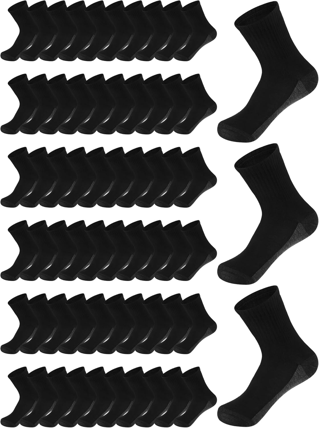 Bulk Mens Socks for Casual Sports - 100 Pairs Moisture Wicking