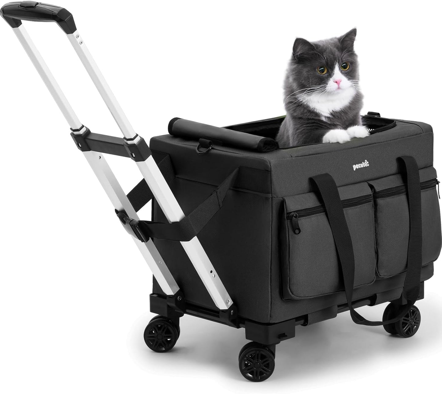Pecute Cat Carrier with Wheels for Safe and Convenient Travel