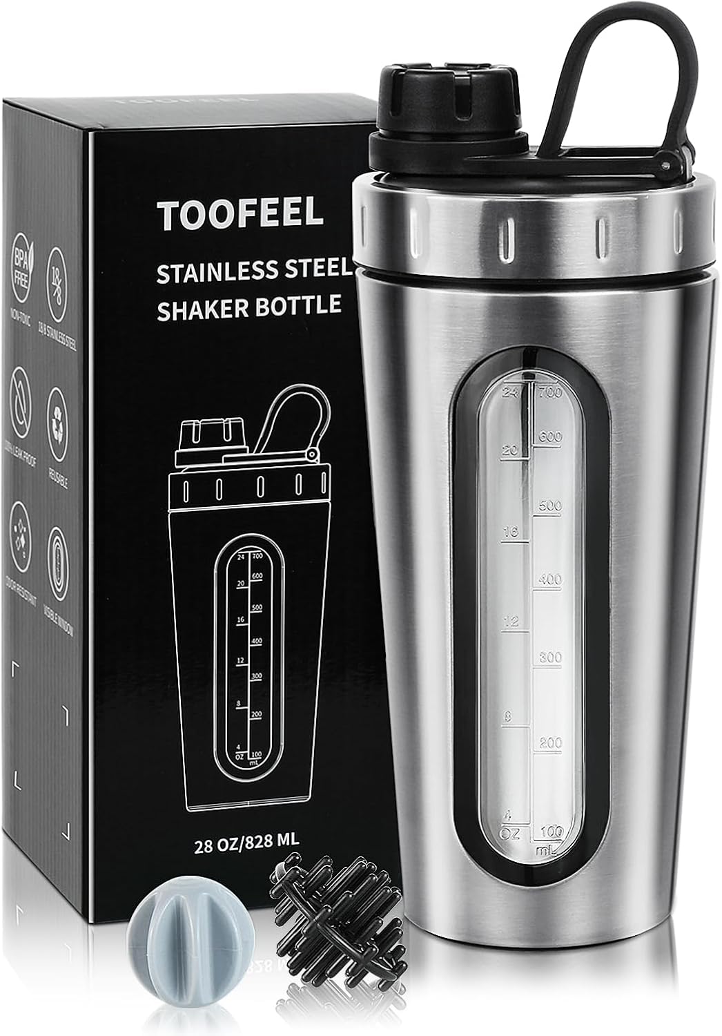 TOOFEEL Stainless Steel Protein Shaker - Leakproof & Insulated