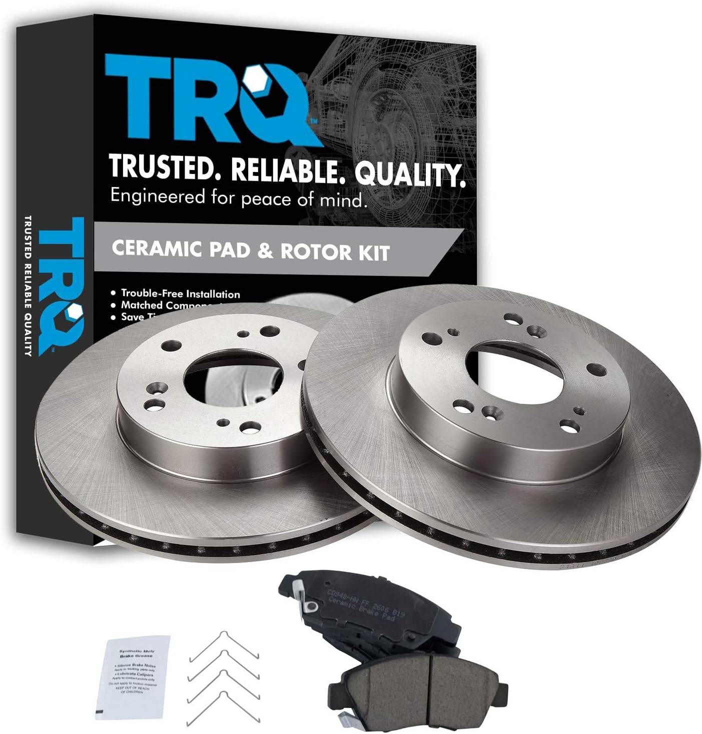 TRQ Front Brake Pad & Rotor Kit for Acura RSX & Honda Civic