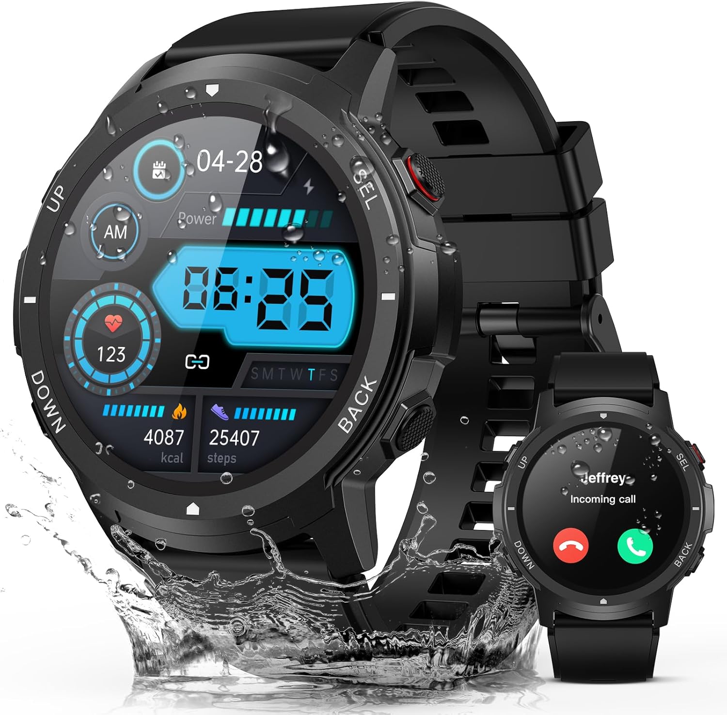 Smart Watch for Men with Bluetooth Call and Fitness Tracking