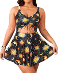 Yonique Plus Size One Piece Swimdress with Floral Print Design