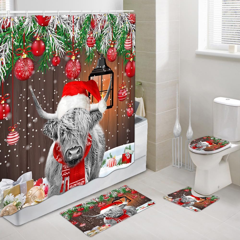 Complete Christmas Bath Set | Non-Slip Rugs & Decor Hooks