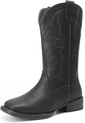 Cowgirl Boots Embroidered Square Toe Mid Calf Western Boots