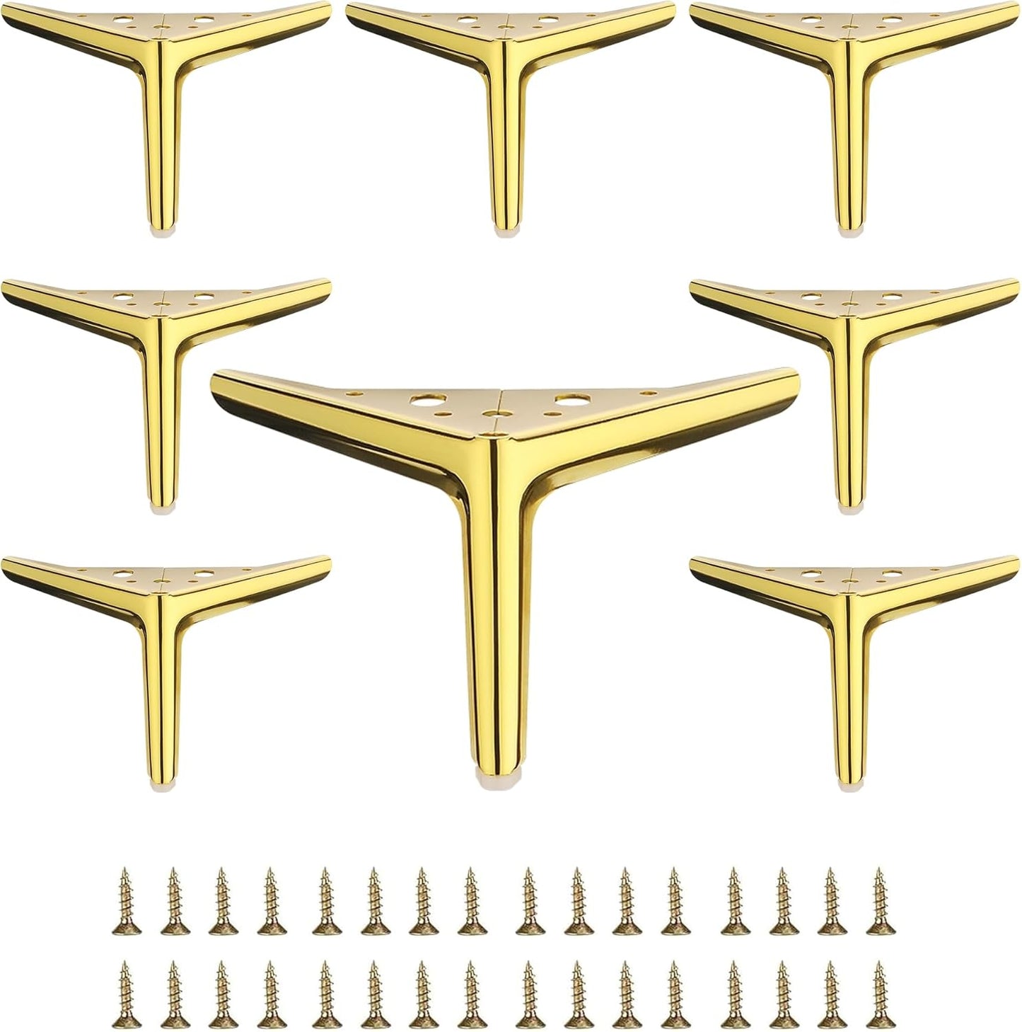 4 3/4 inch Shiny Gold Metal Furniture Legs Set of 8 for DIY