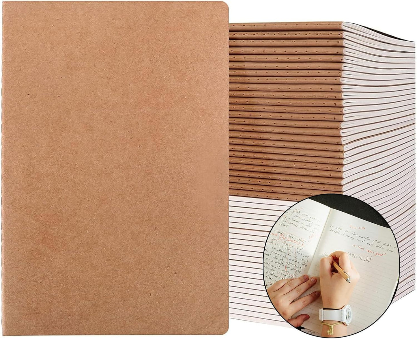 A5 Lined Kraft Notebook Journals for School and Office Use