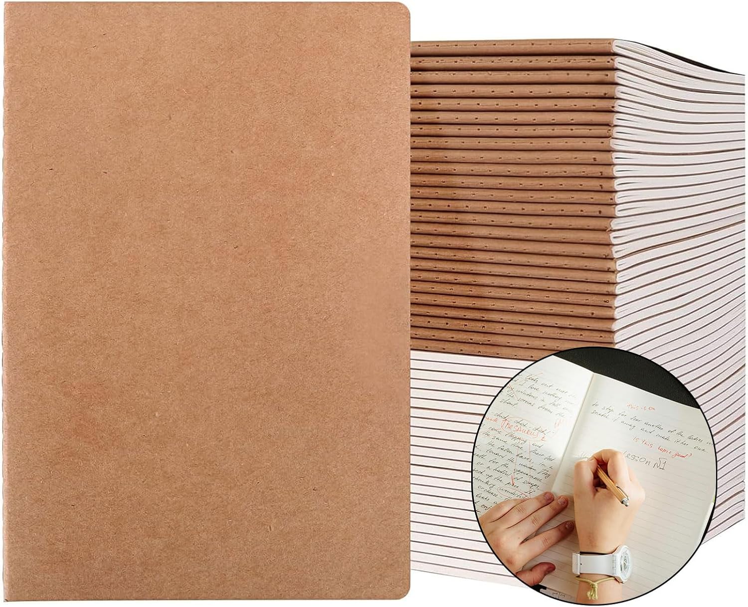 A5 Lined Kraft Notebook Journals for School and Office Use