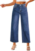 Wide Leg Jeans for Women High Waisted Cropped - Relaxed Stretchy Denim