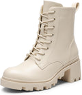 DREAM PAIRS Lace Up Combat Ankle Boots - Chunky Lug Heel
