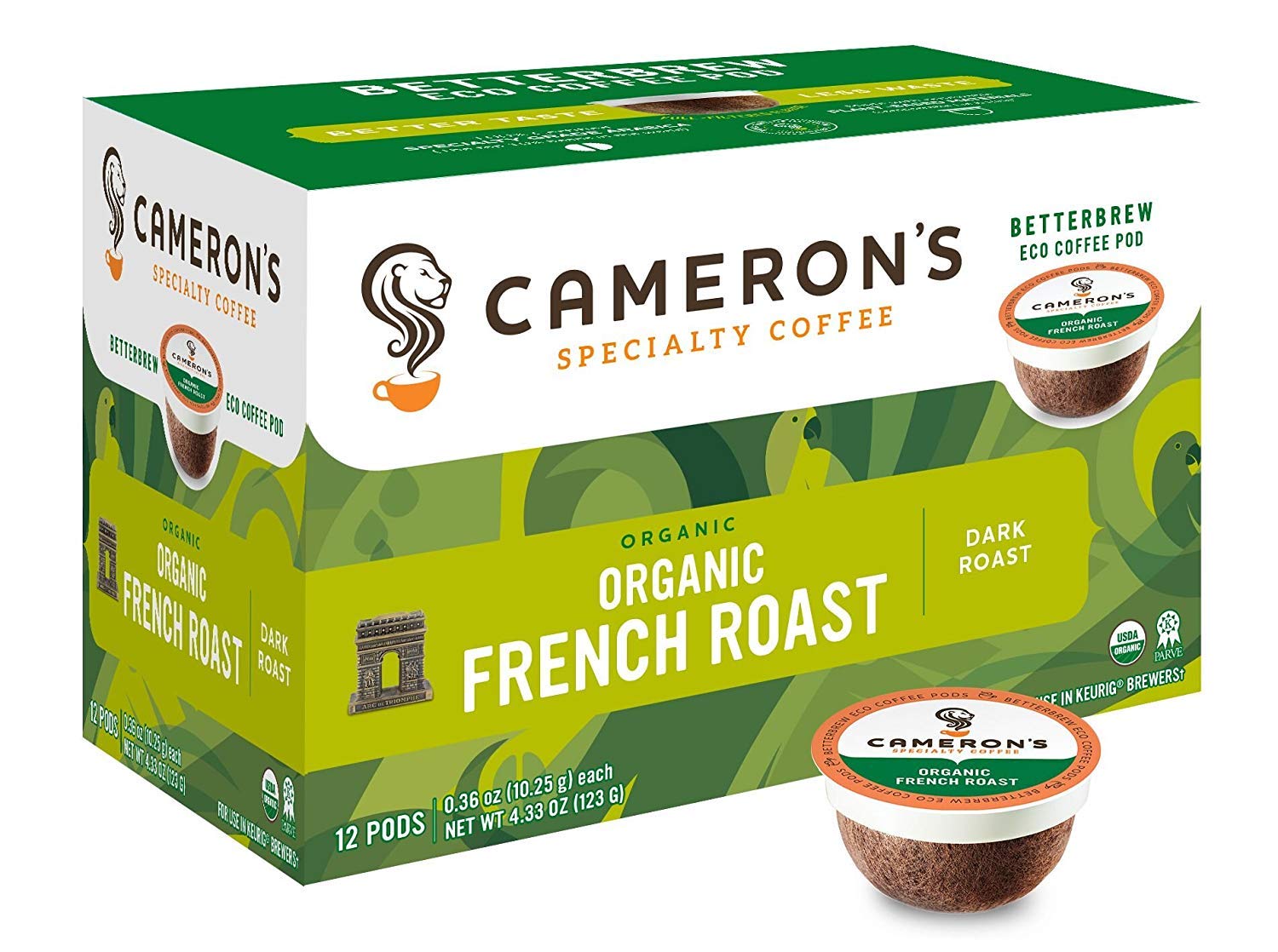 Cameron's Coffee Single Serve Pods, Organic French Roast 12 Count