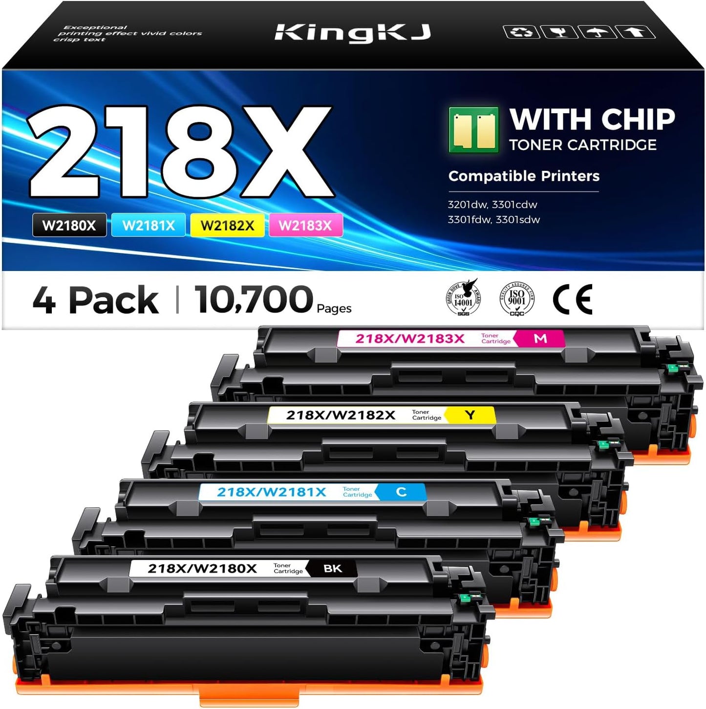 218X Toner Cartridges Set 4-Pack for HP Color LaserJet Printers