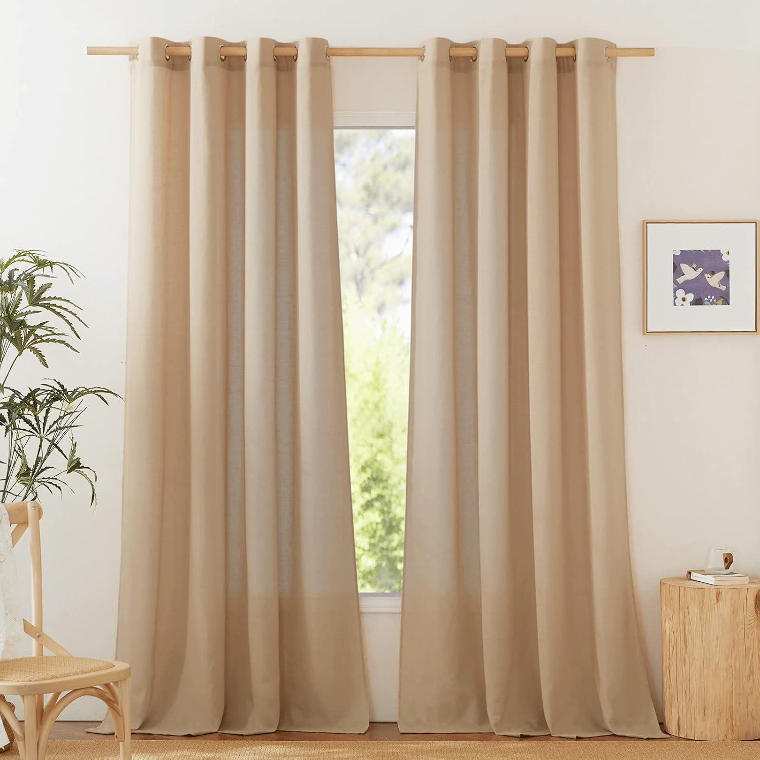 NICETOWN Living Room Curtains with Thick Linen Flax Texture