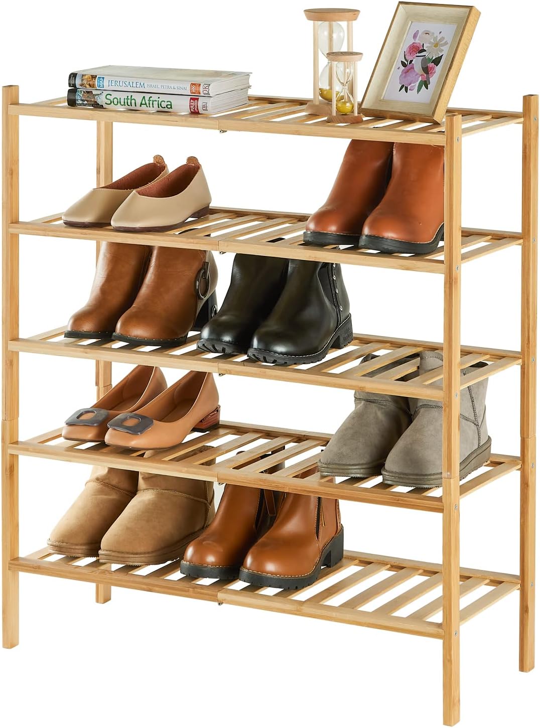5-Tier Bamboo Shoe Rack for Entryway | Stackable & Heavy Duty