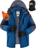 Men's Fleece-Lined Winter Coat with Balaclava - Waterproof Warm