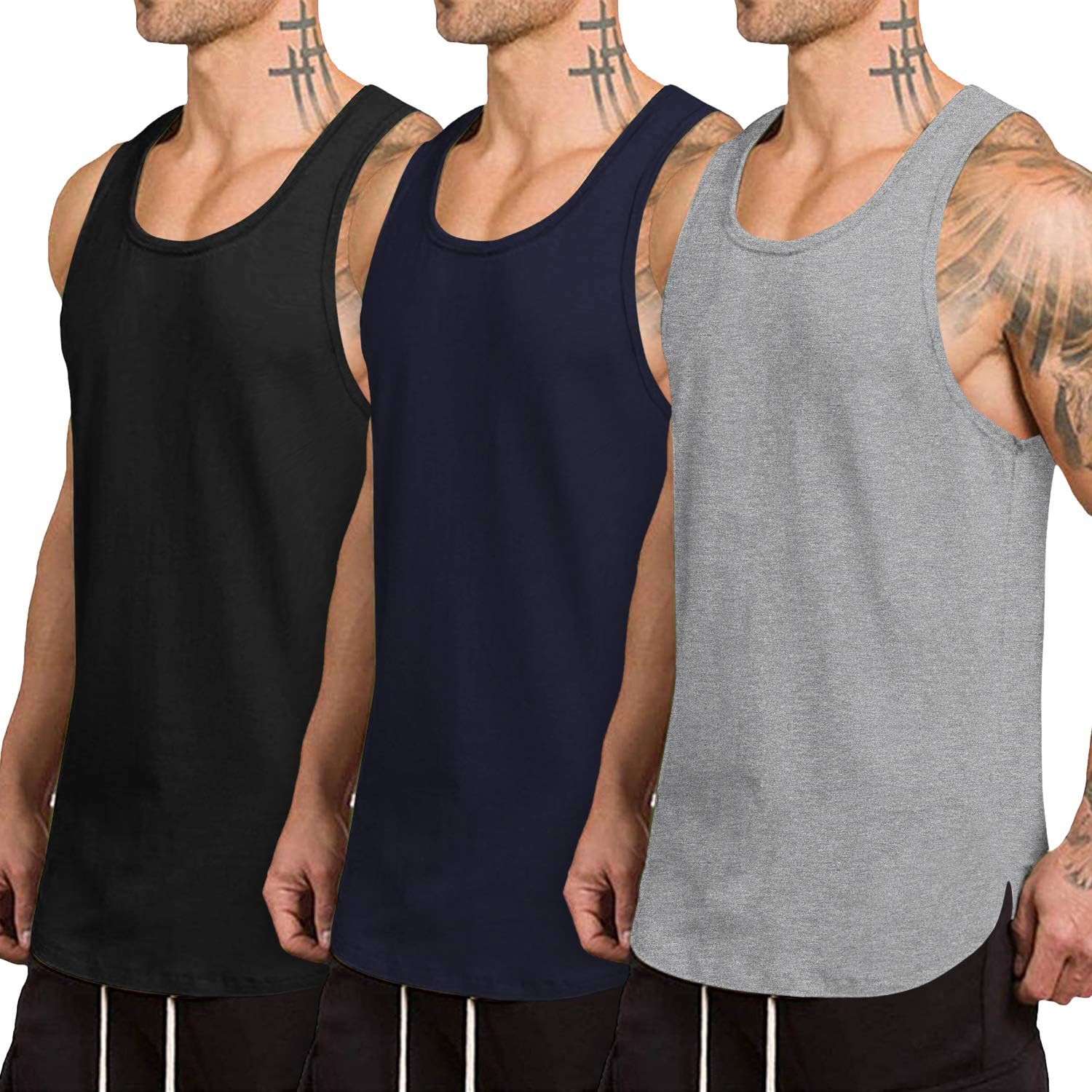 COOFANDY Men's Quick Dry Workout Tank Top 3 Pack for Fitness