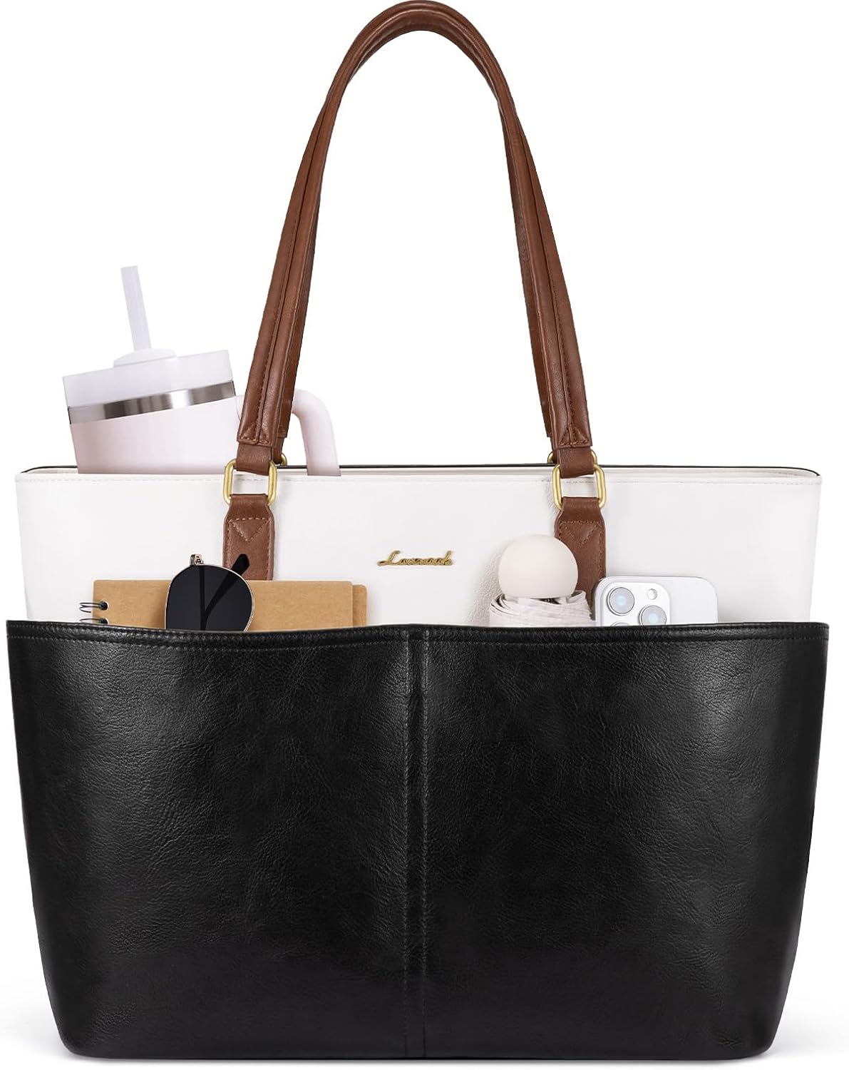LOVEVOOK Laptop Tote Bag for Women with 11-Pocket Organization