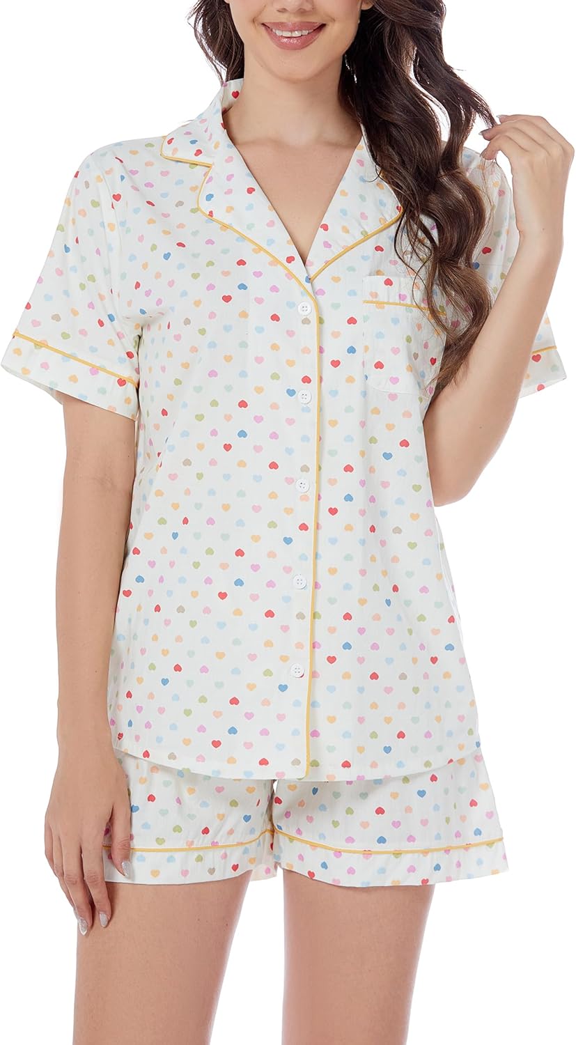 LUBOT 100% Cotton Pajamas for Women - Comfortable Summer Sleepwear
