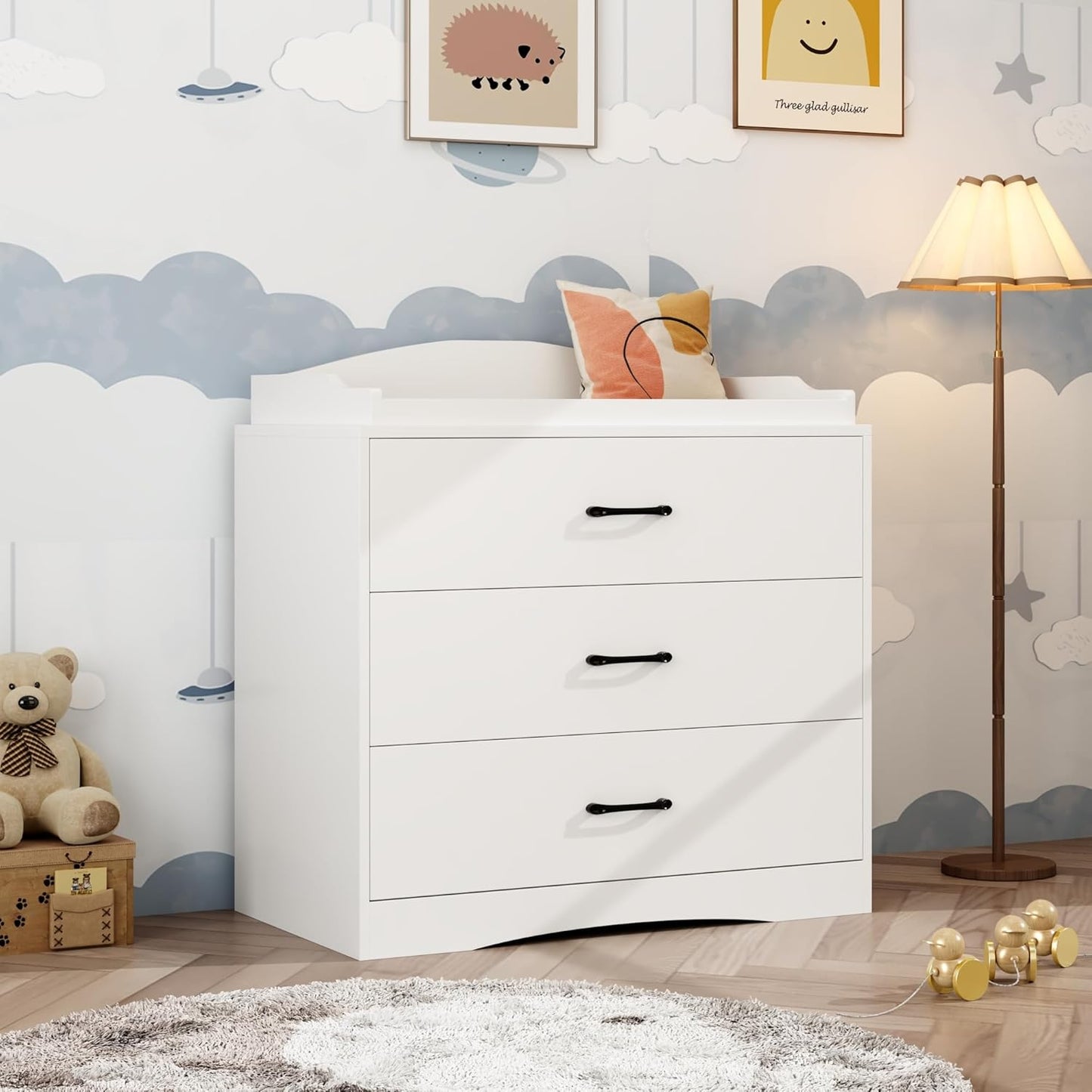 3 Drawer Nursery Dresser with Changing Topper for Infants