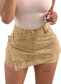 Avanova Women Denim Mini Skort High Waisted Asymmetrical Sexy Girls