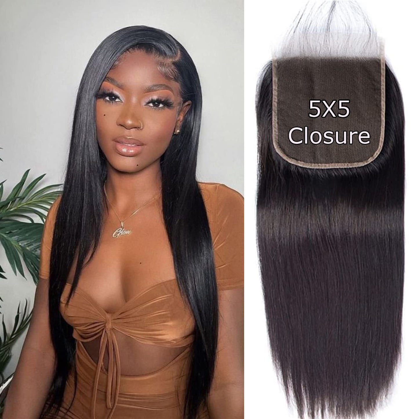 5x5 Lace Closure HD Transparent Straight Frontal Closure 16in
