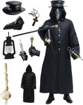 Plague Doctor Mask and Hat Combo Set Large - BLACK PU Leather