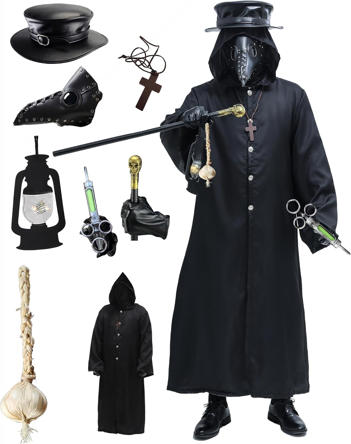 Plague Doctor Bird Mask and Hat Combo Set for Halloween Fun