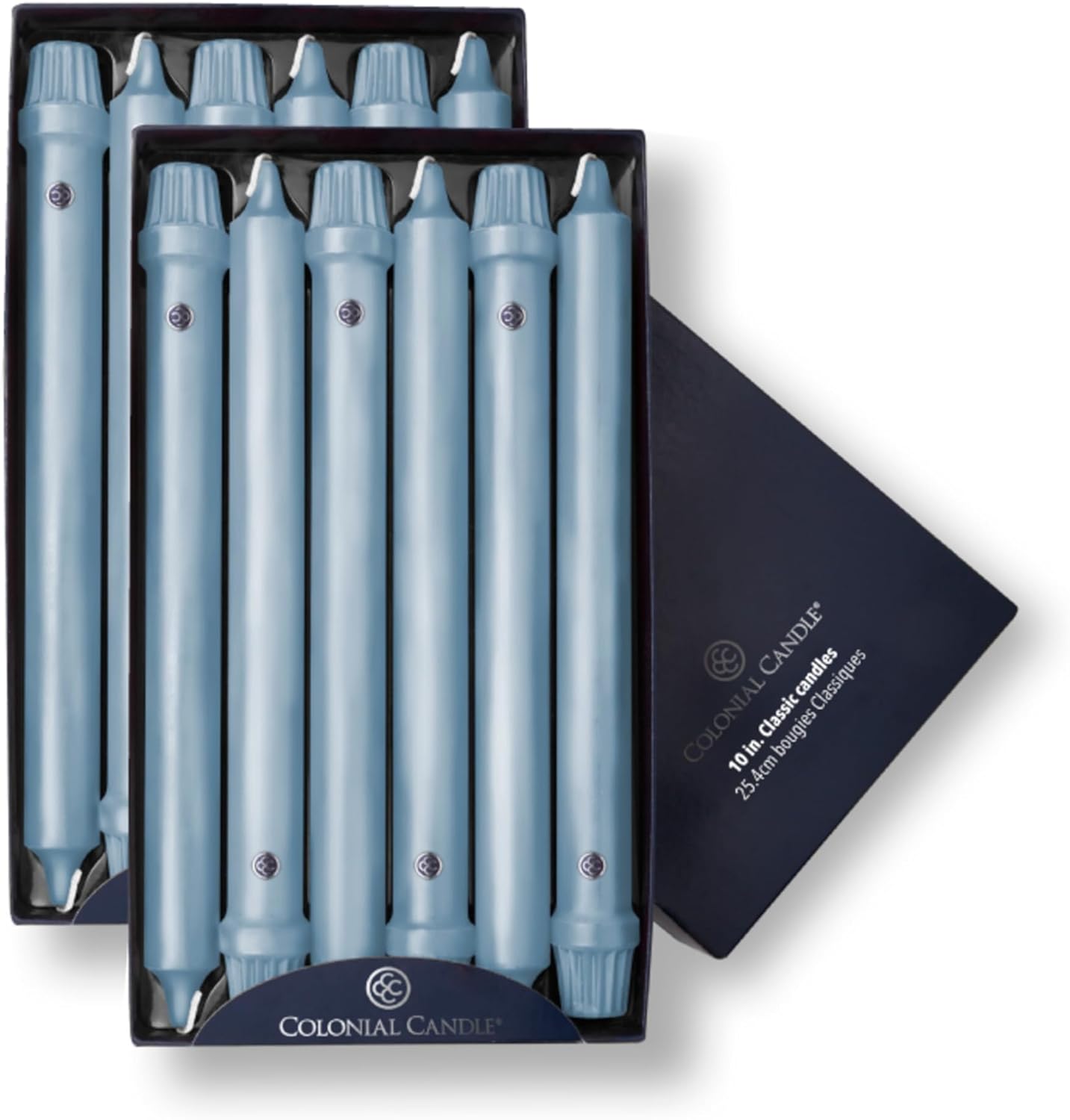 Coastal Blue Taper Candles for Elegant Occasions - 10 in, 12 Pack