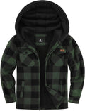 Boys Flannel Jacket Sherpa Lined Zip Up Hoodie - Warm Everyday Coat
