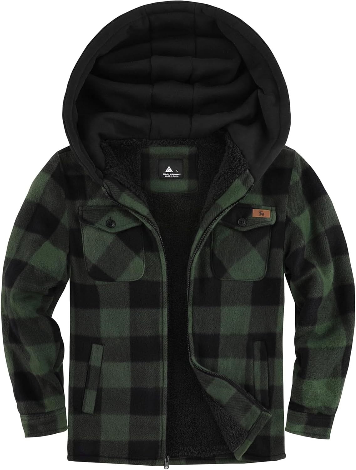 ZITY Boys Flannel Jacket Sherpa Lined Hoodies for Winter Wear