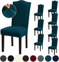 Stretch Dining Chair Covers Set of 8 - Removable Spandex Slipcovers
