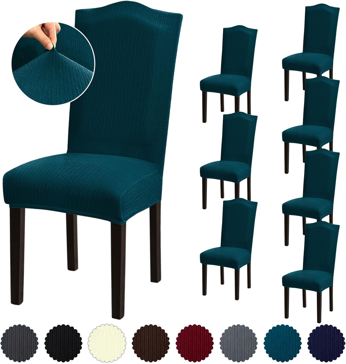 Stretch Dining Chair Covers Set of 8 for Home and Events
