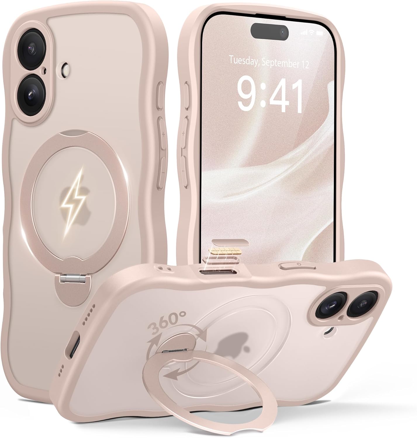 iPhone 16 Case with 360 Spin Magnetic Stand and Protection