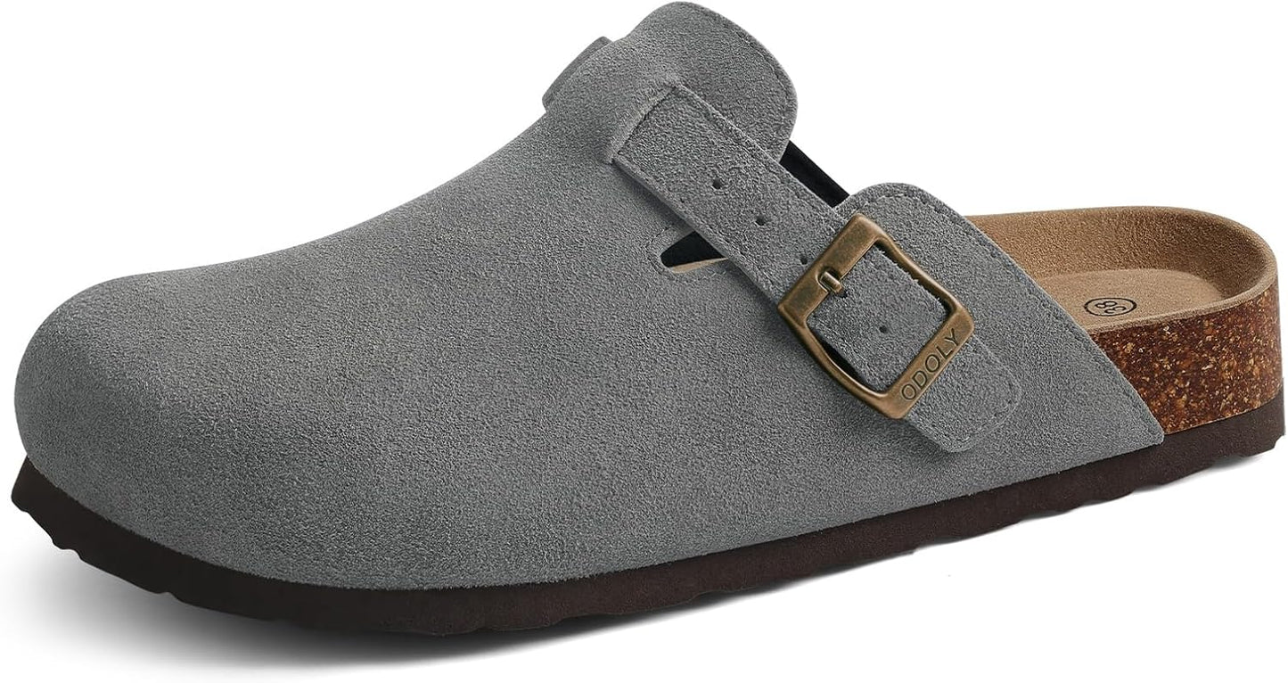 Genuine Suede Clogs for Women Men with Soft Cork Footbed