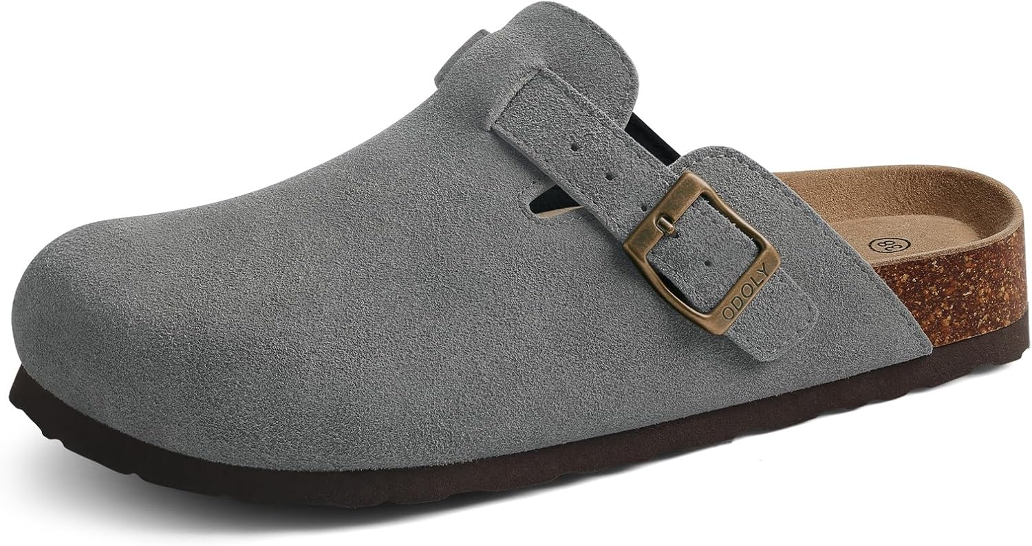 Genuine Suede Clogs for Women Men with Soft Cork Footbed