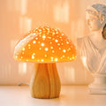 Ceramic Mushroom Lamp for Bedroom Nightstand, Retro Orange Light