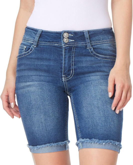 WallFlower Women's Luscious Curvy 9-inch Mid-Rise Bermuda Shorts