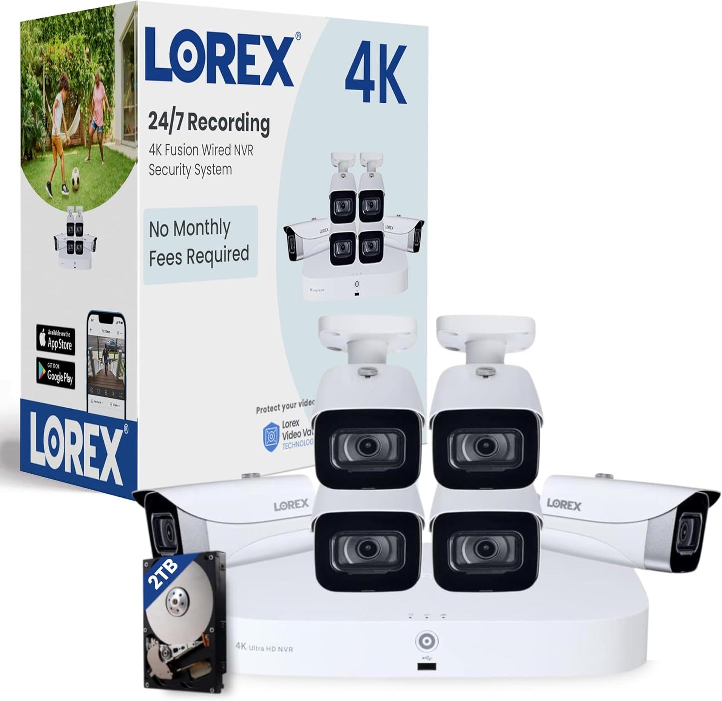 Lorex Fusion 4K Security Camera System with 2TB NVR for Home