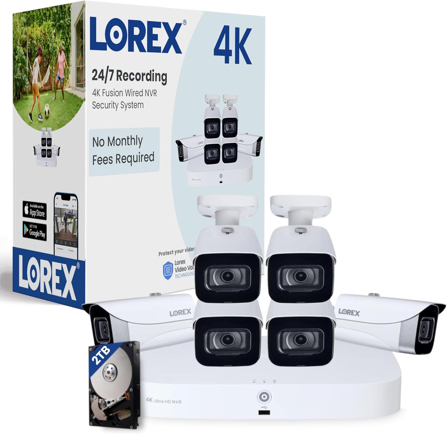 Lorex Fusion 4K Security Camera System with 2TB NVR for Home