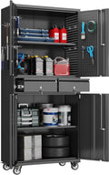 Metal Garage Storage Cabinet with Locking Doors and Adjustable Shelves