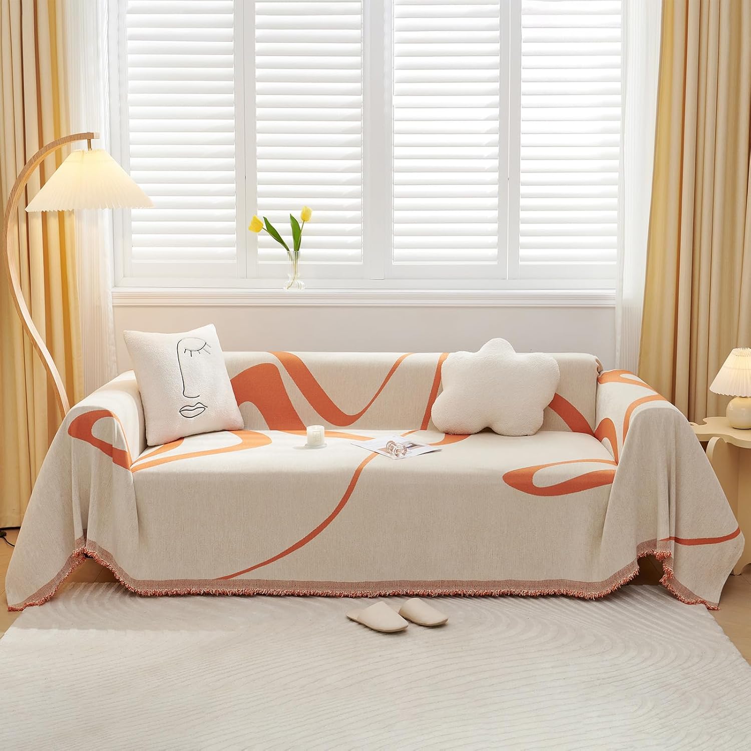 VClife Chenille Sofa Cover for 3 Cushion Couch - Modern Beige