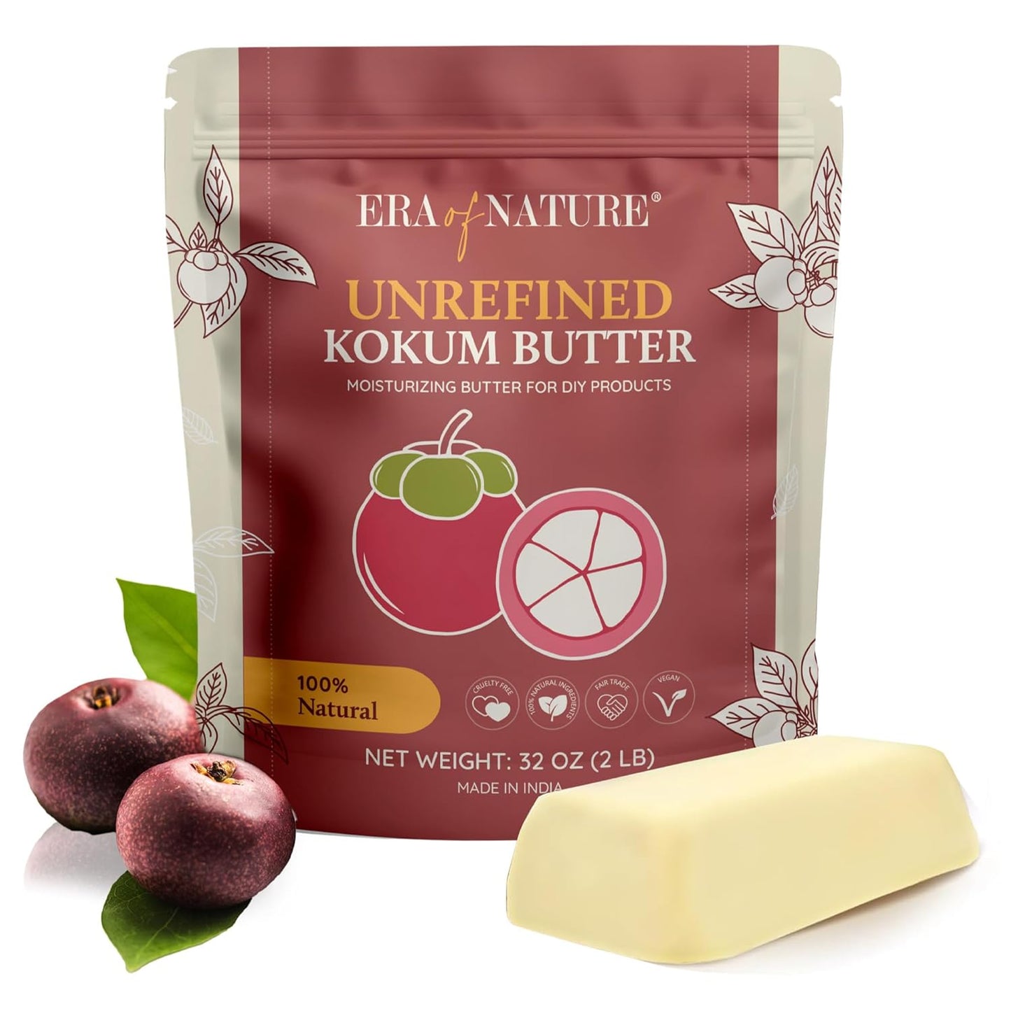 Kokum Butter Raw - 32 oz Natural Butter for DIY Skincare