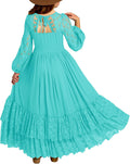 Girls Boho Backless Lace Flower Maxi Dress - Tulle Tiered Ruffle