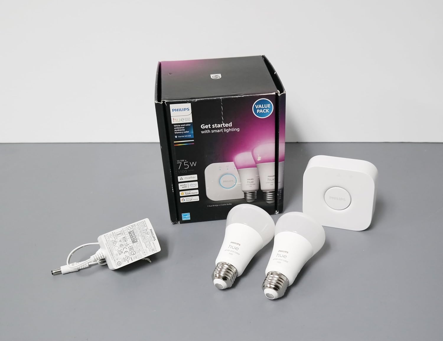 Philips Hue Color Smart LED Bulb 2PK with Hue Bridge for Home