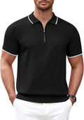 Men's Zipper Polo Shirt Casual Knit Short Sleeve Polo - Classic Fit is