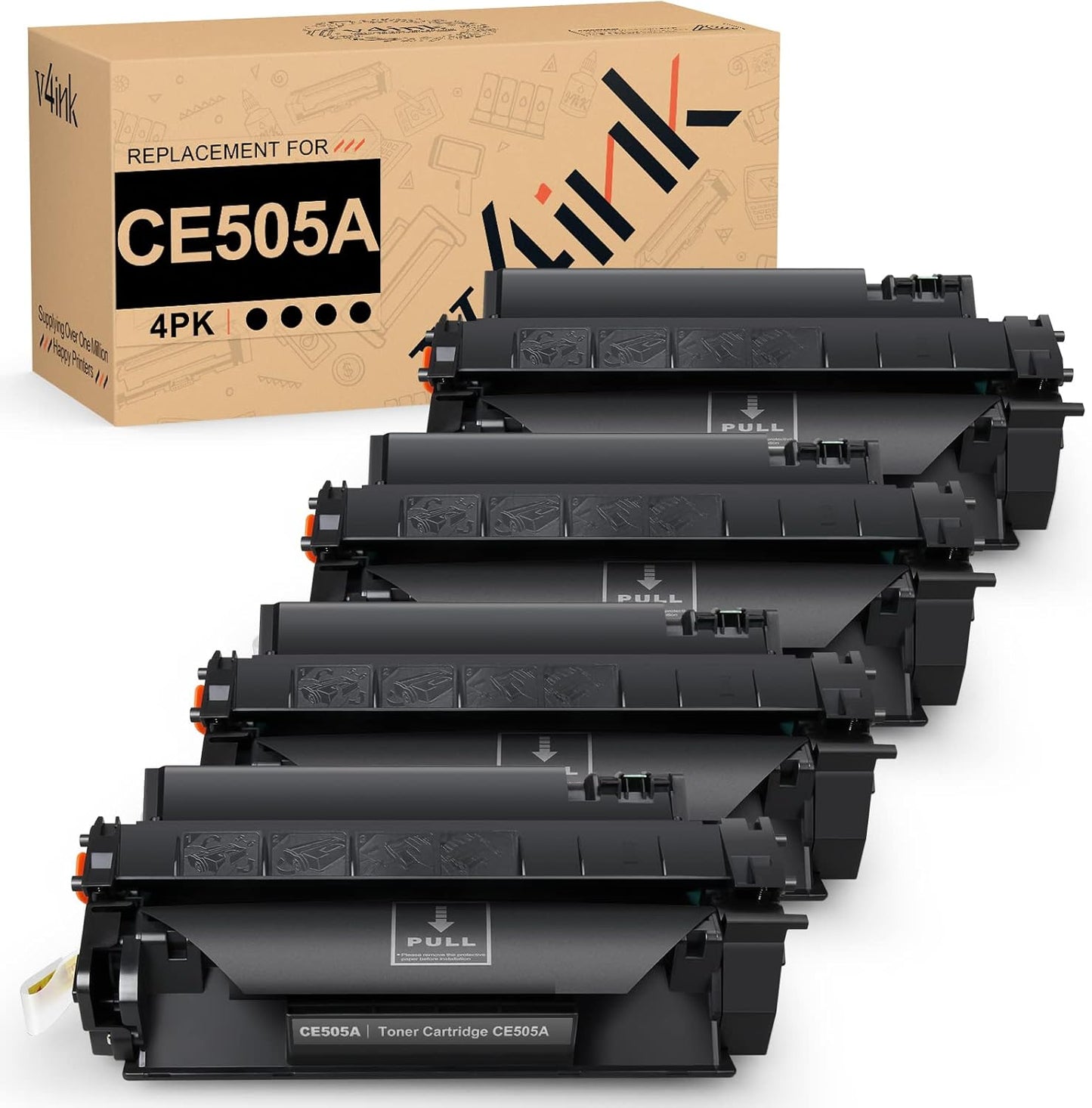 v4ink 4PK Compatible Toner Cartridge for HP 05A CE505A Printers