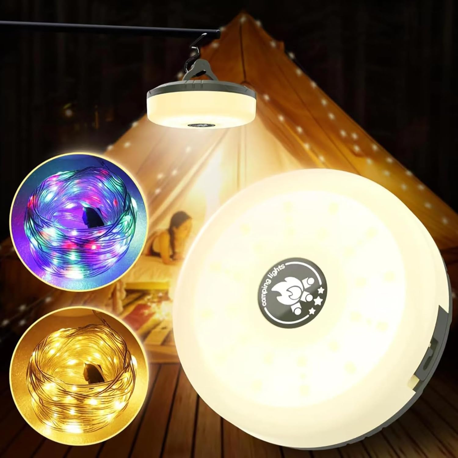 Versatile 8-Mode Rechargeable Camping String Lights