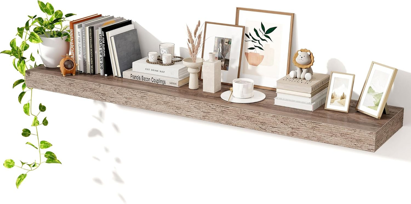 Axeman 55Inch Floating Shelves for Wall - Rustic Wood Design