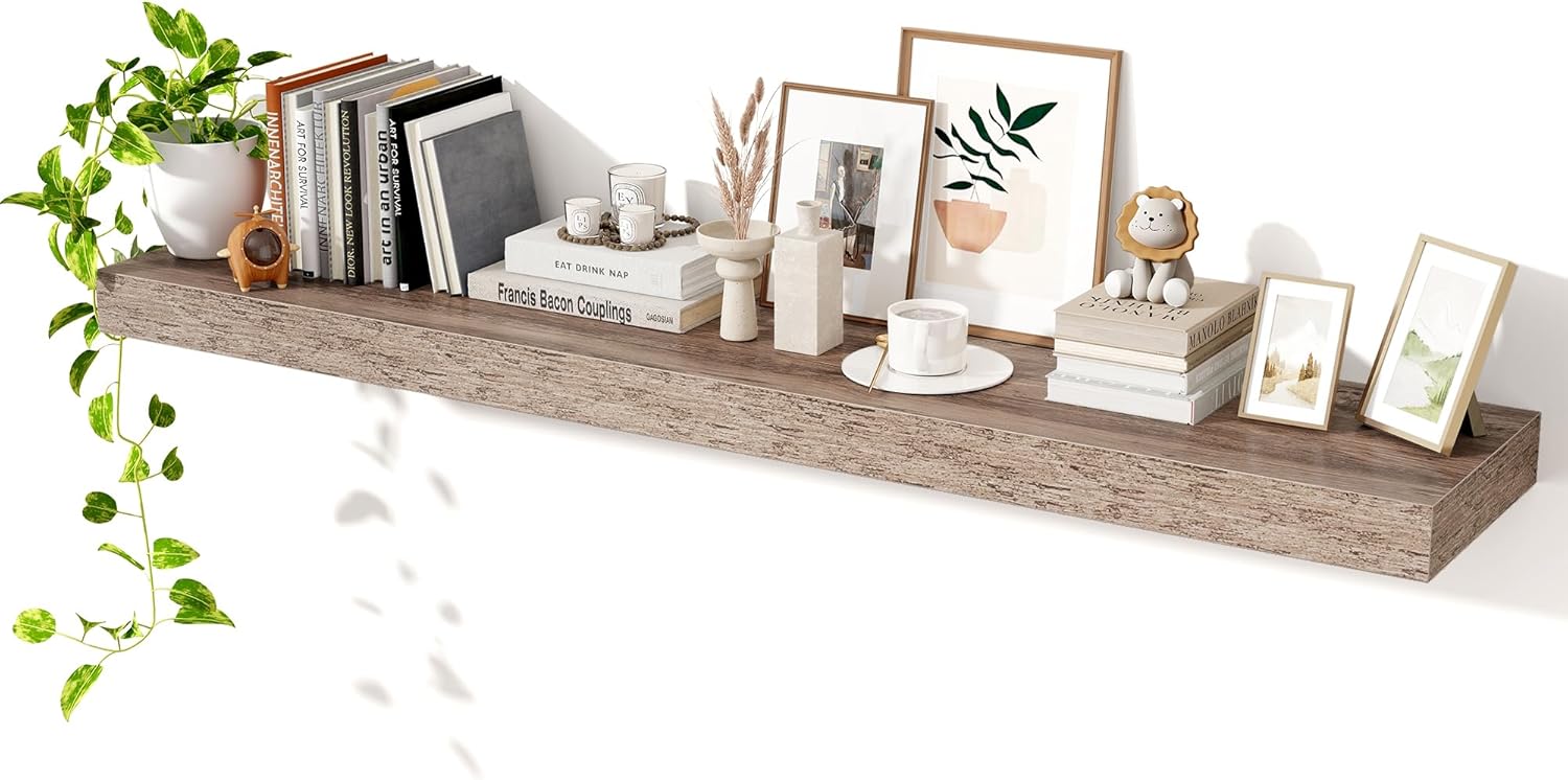 Axeman 55Inch Floating Shelves for Wall - Rustic Wood Design
