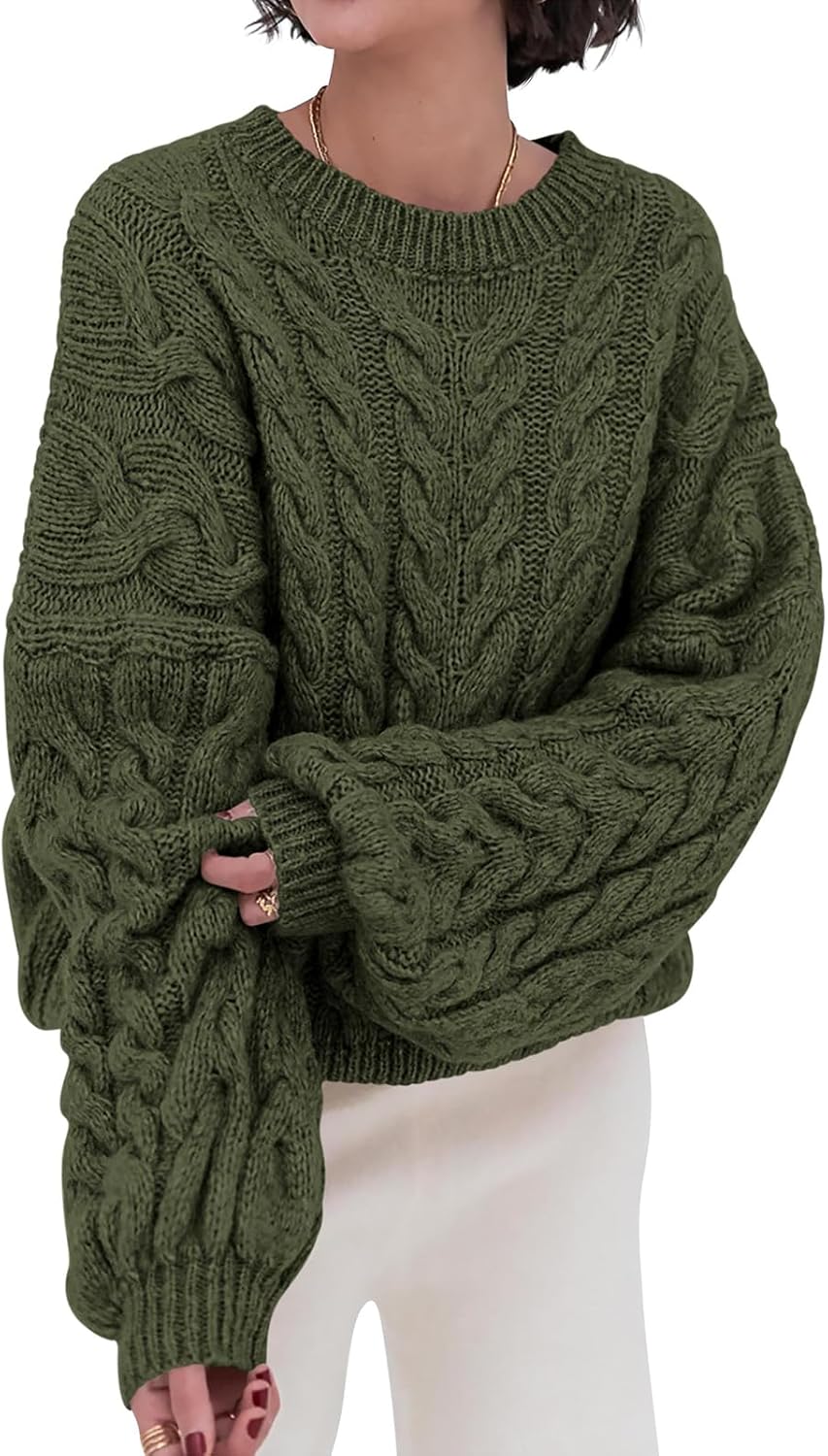 PRETTYGARDEN Womens Oversized Cable Knit Sweater for Fall 2025