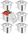 1/6 Size 6 in Deep Stainless Steel Hotel Pans with Lids - Stackable